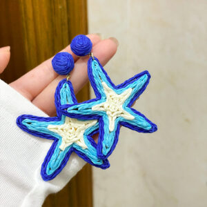 Blue five-pointed star earrings