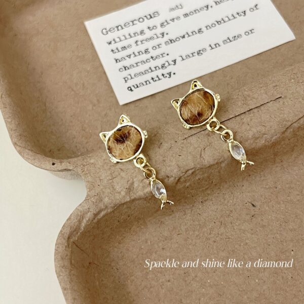 oly-43fc665a14252454385207a3eda2a335 Wholesale Autumn and winter leopard print cat fish earrings women's sweet and exquisite Maillard color furry high-end earrings