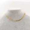 Wholesale Ferroalloy Solid Color Vacuum Plating Real Gold Plated Simple Style Waterproof Non Tarnish Patchwork Cuban Link Chain Gold Necklace