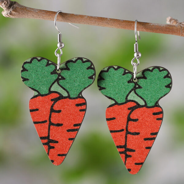 Wholesale Easter rabbit chicken striped egg carrot color hollow pendant earrings double-sided earrings