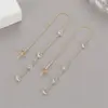 Wholesale Tassel Stud Earrings For Women In Copper With Zircon Inlay Featuring Elegant Tassel Craft