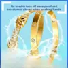Wholesale Heart Shape Waterproof Non Tarnish Gold Bangle For Women In Simple Style With Rhinestones, 304 Stainless Steel