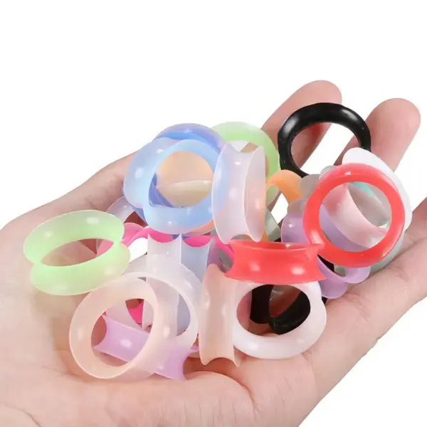 Wholesale 3-25mm Double Horn Ear Expander Soft Silicone Body Piercing Ear Jewelry Unisex Geometric Pattern European Style Epoxy Craft