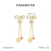 Wholesale 304 Stainless Steel Butterfly PVD Coated Artificial Pearls 18K Real Gold Plated Waterproof Non Tarnish Plating Inlay Drop Earrings