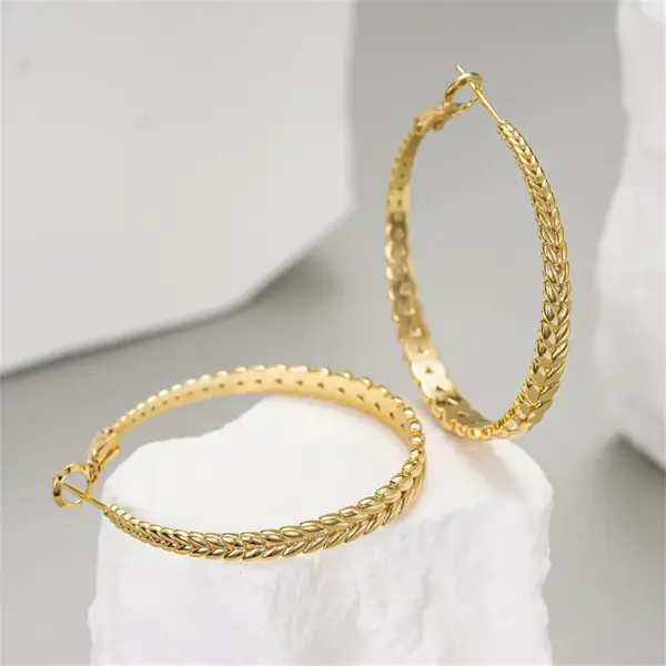 Wholesale Three-dimensional Geometric Earrings For Women In Copper With KC Golden Water Plating And 0.03µm Thick Coating