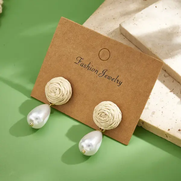 Wholesale Hot-Selling INS Style Inner Electroplated Real Gold Round Water Drop Imitation Pearl Earrings Waterproof Non-Fading