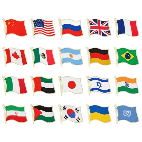 oly-443672cf463c7bdb56cea9c5014a48af Wholesale National Flag Cartoon Pinback Badge Metal Pin Featuring Stamping Craft In Multicolor