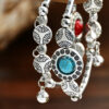 oly-4447f873cdfa9670c310a522e018ed68 Wholesale Nepalese Ethnic Xizang Silver Bell Bracelet Niche Empress Dowager vintage Turquoise Bracelet