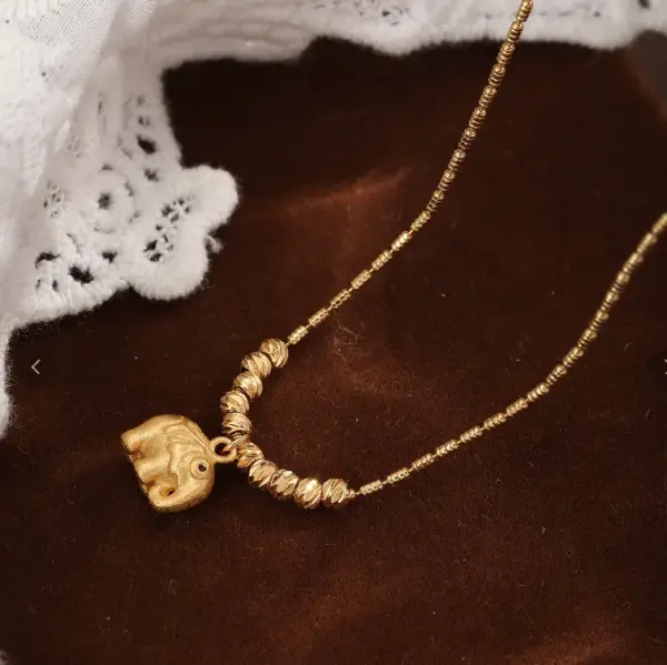 Wholesale Elephant Beading Necklace For Women With 18K Real Gold Plated Copper And Electroplated Box Chain