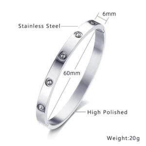 Finely carved 6mm [ten diamonds] zircon 18#Steel color inner diameter 50x60mm