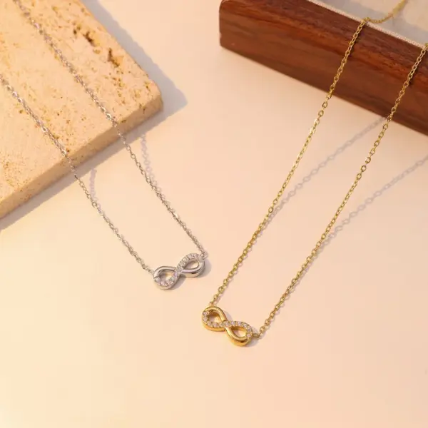 oly-44588b480ee961e46d51a2eccc362092 Wholesale PVD Coated 18K Gold Platinum Real Plated Infinity 304 Stainless Steel Casual Simple Style Waterproof Non Tarnish Pendant Necklace