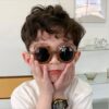 Wholesale children's sunglasses cute bear sunglasses round frame petal glasses trendy fashion