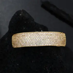 Wholesale Geometric Grillz In 304 Stainless Steel With Zircon Inlay, Waterproof Non Tarnish, PVD Coated Golden Plated With 0.01µm Thickness
