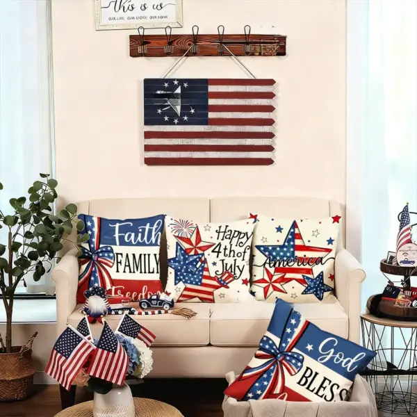 Wholesale Household Plush Pillow Case With Digital Printing, Perfect For Independence Day Decoration