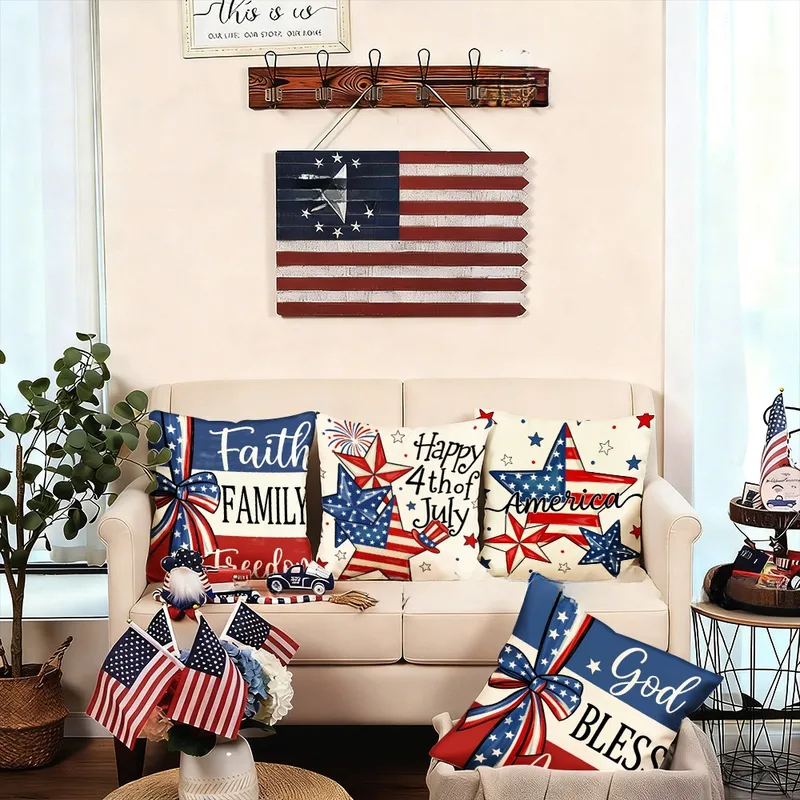 Wholesale Household Plush Pillow Case With Digital Printing, Perfect For Independence Day Decoration