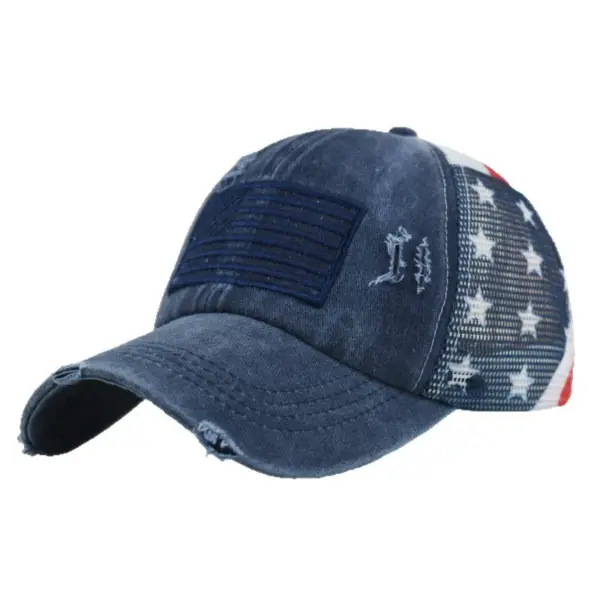 Wholesale American Flag Casual Baseball Cap With Curved Brim, Breathable Cotton Material Featuring Star Design
