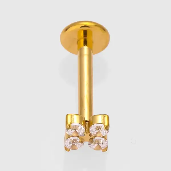 Wholesale 1 Piece Lip Rings Simple Style Commute Crown Butterfly Titanium Steel Inlay Zircon 18K Gold Plated Ear Cartilage Rings & Studs
