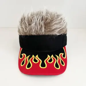 Red and Black Flames - Brown Wig / adjustable