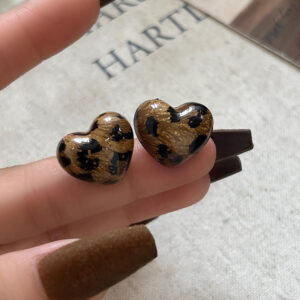 A2690 love-maillard retro leopard love stud earrings