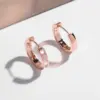 Wholesale Three-dimensional Geometric Hoop Earrings For Women In Copper With KC Golden Plated UV Plating And Zircon Inlay