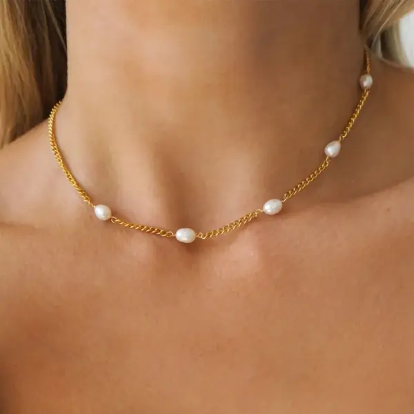 Wholesale PVD Coated 18K Real Gold Plated Geometric 304 Stainless Steel 316L Stainless Steel French Style IG Style Waterproof Non Tarnish Surgical Steel Plating Necklace