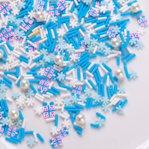Blue and white snowflakes + blue and white particles + gifts / 10g a pack