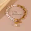 Wholesale 304 Stainless Steel Plastic Irregular Geometric Heart Shape PVD Coated 18K Real Gold Plated Wedding Vacation French Style Beaded OT Clasp Toggle Clasp Closure Lobster Trigger Clasp Closure Gold Bracelet Bracelets