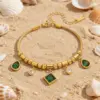 Wholesale Square Waterproof Couple Bracelets In 304 Stainless Steel With 18K Gold Electroplated And Zircon Inlay Snake Chain
