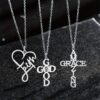 Wholesale stainless steel AMAZING GRACE necklace faith English name gift