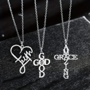 Wholesale stainless steel AMAZING GRACE necklace faith English name gift