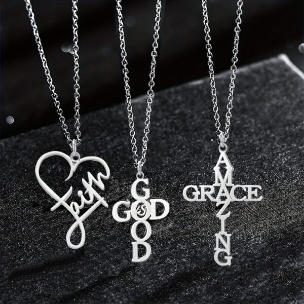 Wholesale stainless steel AMAZING GRACE necklace faith English name gift