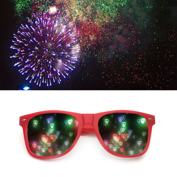 Wholesale Blackt Celebrity Valentine's Day Gift Love Light Diffraction Special Effects Glasses Creative Fireworks Sunglasses