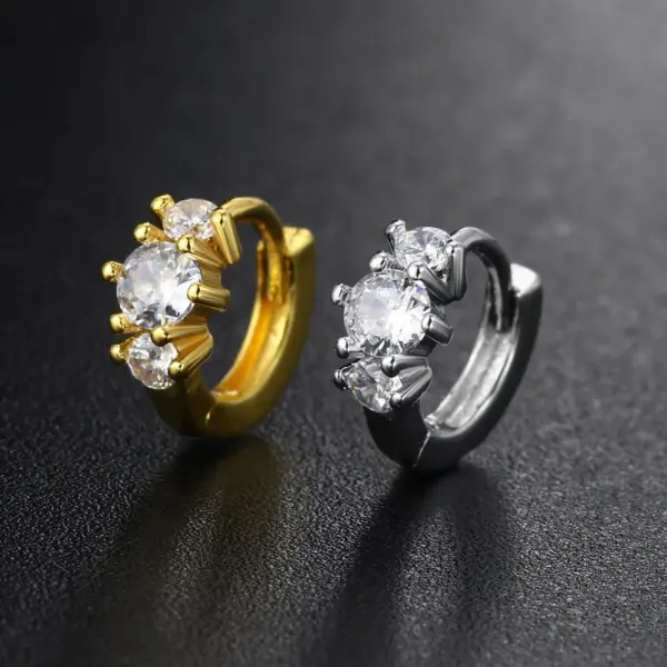 Wholesale 1 Piece Fashion Geometric Plating Inlay Copper Zircon Cartilage Earrings