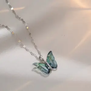 X5599# Gradient Dream Color Butterfly-Silver