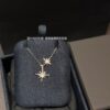 Wholesale 18k gold plated copper necklace with full diamonds and six-pointed star design.