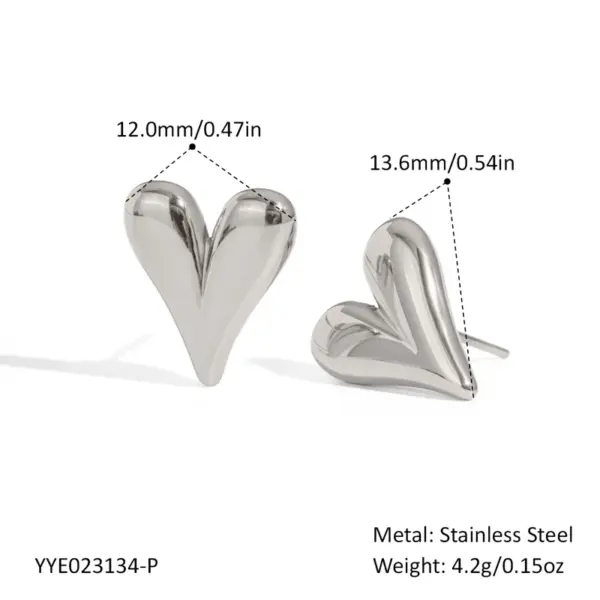 Wholesale PVD Coated Real Gold Plated 18K Gold Heart Shape 304 Stainless Steel Elegant Lady Waterproof Non Tarnish Ear Studs