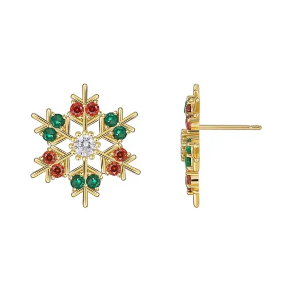 Wholesale 1 Pair Christmas Elegant Streetwear Snowflake Plating Inlay Copper Zircon Ear Studs