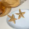 Wholesale PVD Coated Real Gold Plated 18K Gold Starfish 304 Stainless Steel Vacation Marine Style Waterproof Non Tarnish Ear Studs