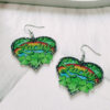 Wholesale St. Paric festival earrings colorful double-sided heart-shaped earrings green plant clover acrylic earrings