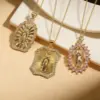 Wholesale Virgin Mary Enamel Pendant Necklace For Women With 14K Real Gold Plated Copper And Zircon Inlay, Handmade Chain Featuring Water Plating