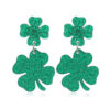 oly-4532a02b3c74192cdc1a26a62ea7fa89 Wholesale Patrick's Day clover love flow sequins horseshoe hollow earrings earrings High sense Carnival