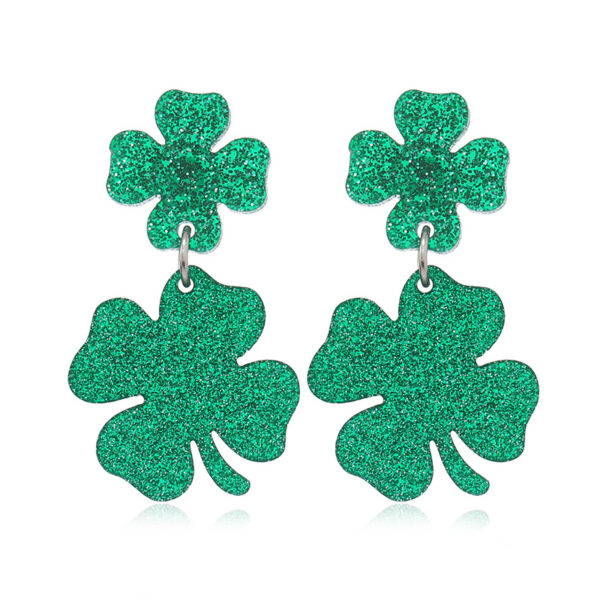 oly-4532a02b3c74192cdc1a26a62ea7fa89 Wholesale Patrick's Day clover love flow sequins horseshoe hollow earrings earrings High sense Carnival