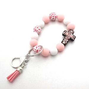 Wholesale 2024 New Cartoon Animal Western Denim Cow Consumption Silicone Bracelet Handmade Tassel Bracelet Keychain Pendant