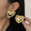 oly-454637f2bad28252154920274d5452fd Wholesale Style Exaggerated Pleated Metal Big Heart Earrings for Women Normcore High-End Cold Style Unique Earrings