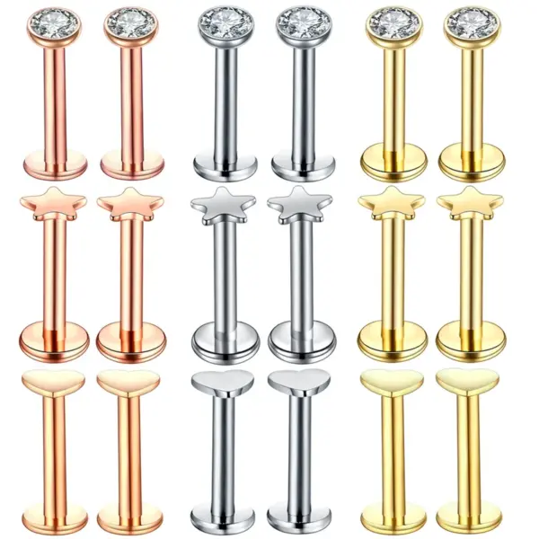 Wholesale Fashion Star Heart Shape Stainless Steel Plating Zircon Lip Stud
