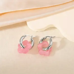 Peach Pink Crystal Charm / 20mm
