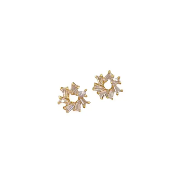 Wholesale Copper Simple Style Plating Inlay Rhombus Bow Knot Zircon Jewelry Set