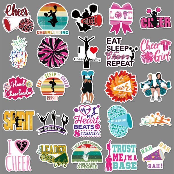 oly-4558c63a85c0123e6274a62d5a251ed0 Wholesale 50 Cheerleading Gymnastics Graffiti Sports Decoration Water Cup Luggage Notebook Graffiti Stickers