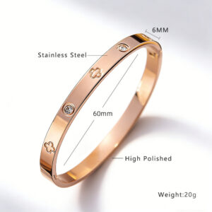 6mm [four diamonds and six flowers] rose gold women's inner diameter 50x60mm