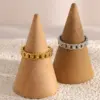 Wholesale PVD Coated Real Gold Plated Solid Color 304 Stainless Steel Modern Style Sweet Waterproof Non Tarnish Rings